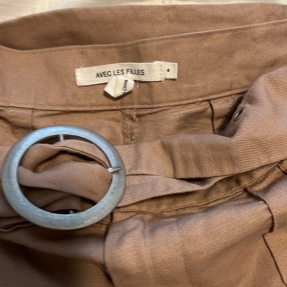 AVEC LES FILLES HIGH RISE WIDE LEG ANKLE PANTS - Picture 2 of 3